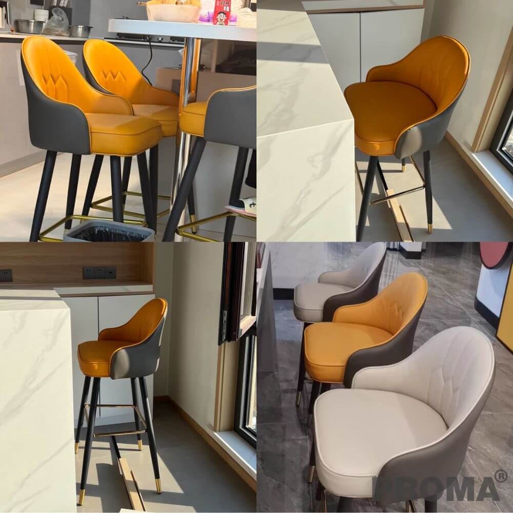  [Pre-order] เก้าอี้บาร์ทรงสูง สไตล์โมเดิร์น Proma-C-62 75 ซม. สีเทา/ส้ม_1